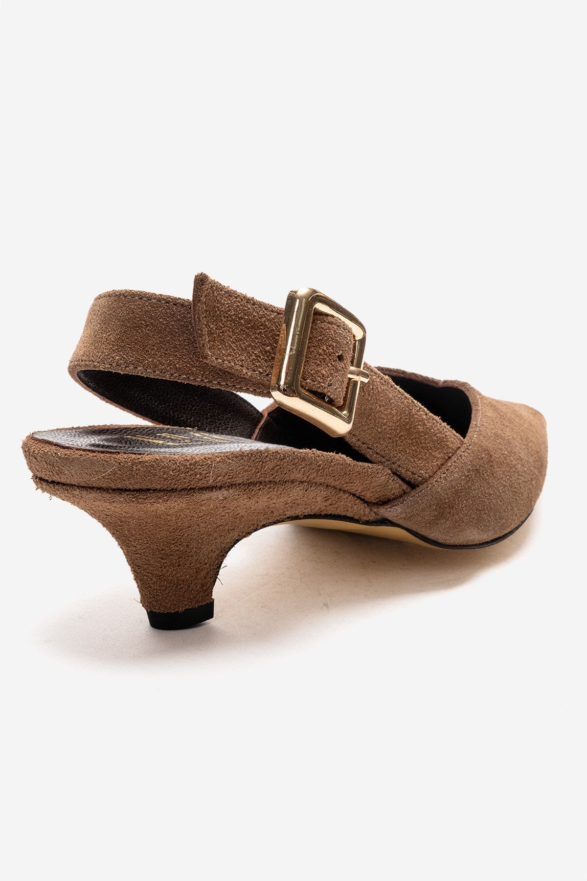 DIORIS - Camel Genuine Leather Slingback Kitten Heel Pointed Toe Pump (Women)