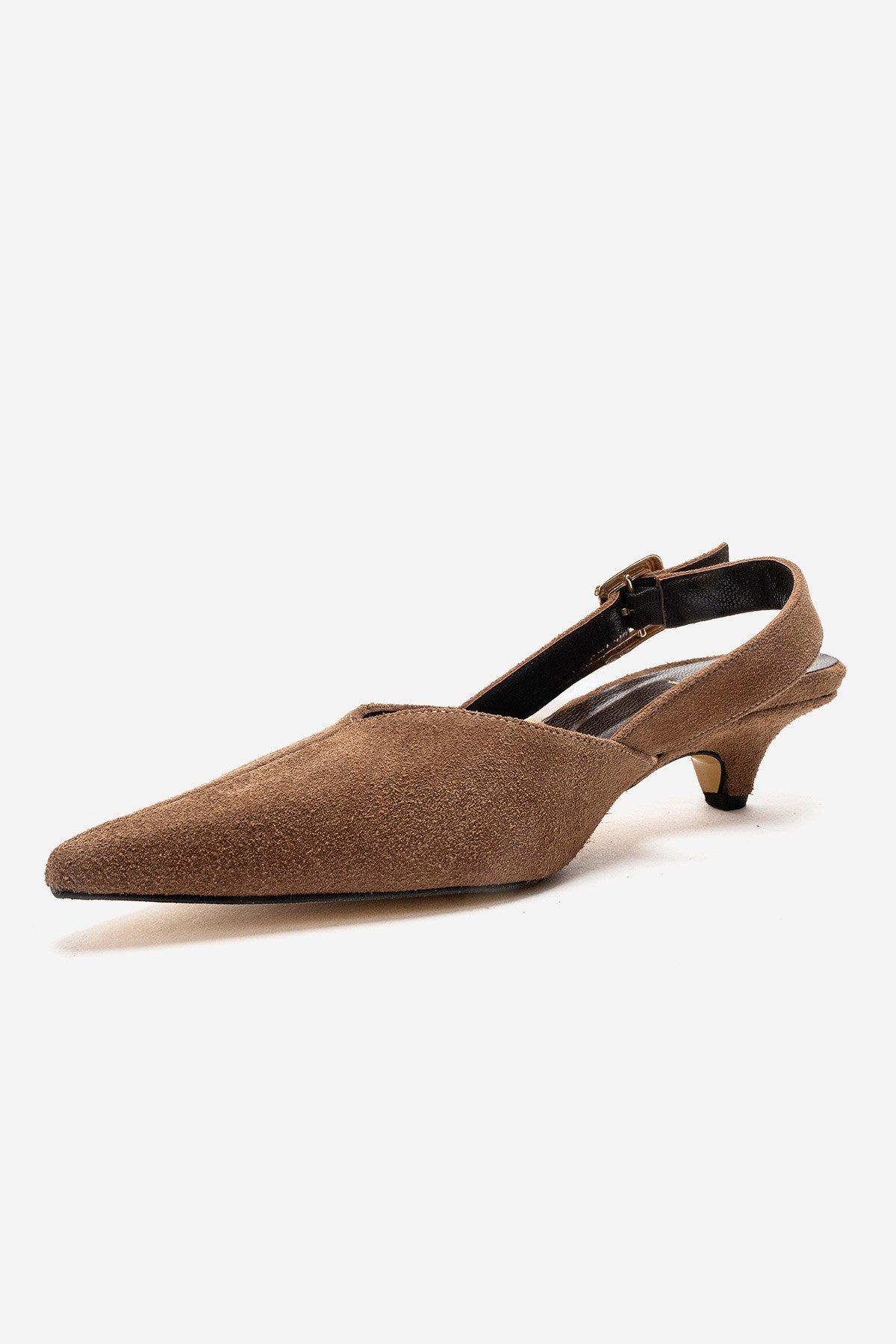 DIORIS - Camel Genuine Leather Slingback Kitten Heel Pointed Toe Pump (Women)