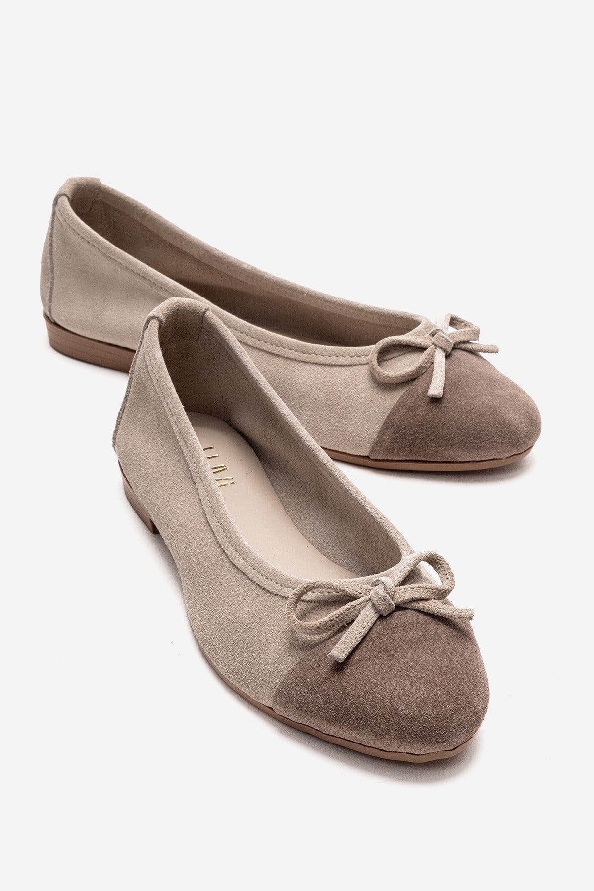 BOLEO - Beige/Taupe Genuine Leather Ballet Flat (Women)