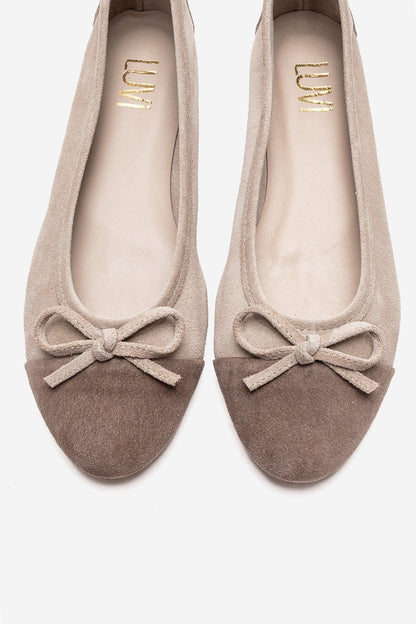 BOLEO - Beige/Taupe Genuine Leather Ballet Flat (Women)