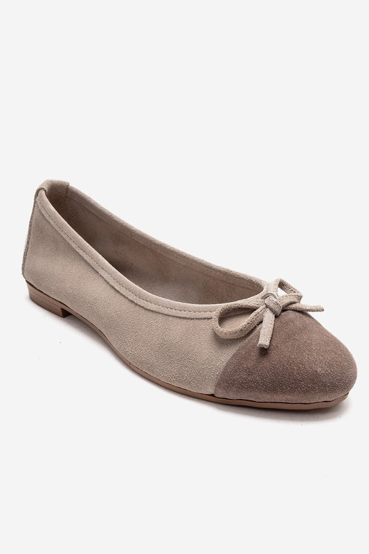 BOLEO - Beige/Taupe Genuine Leather Ballet Flat (Women)