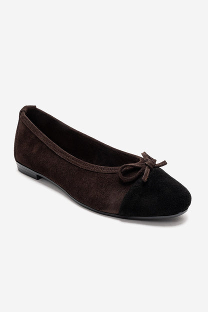 BOLEO - Brown/Black Genuine Leather Ballet Flat (Women)