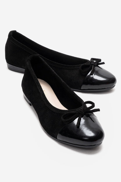 BOLEO - Black Genuine Leather Ballet Flat (Women)