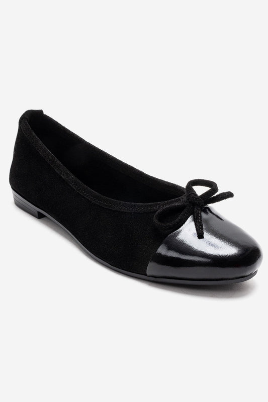 BOLEO - Black Genuine Leather Ballet Flat (Women)