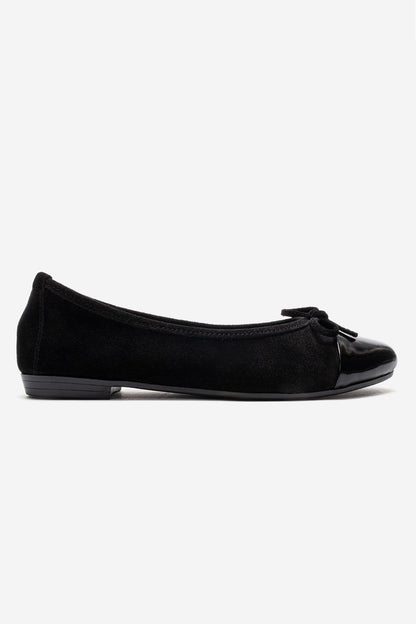 BOLEO - Black Genuine Leather Ballet Flat (Women)