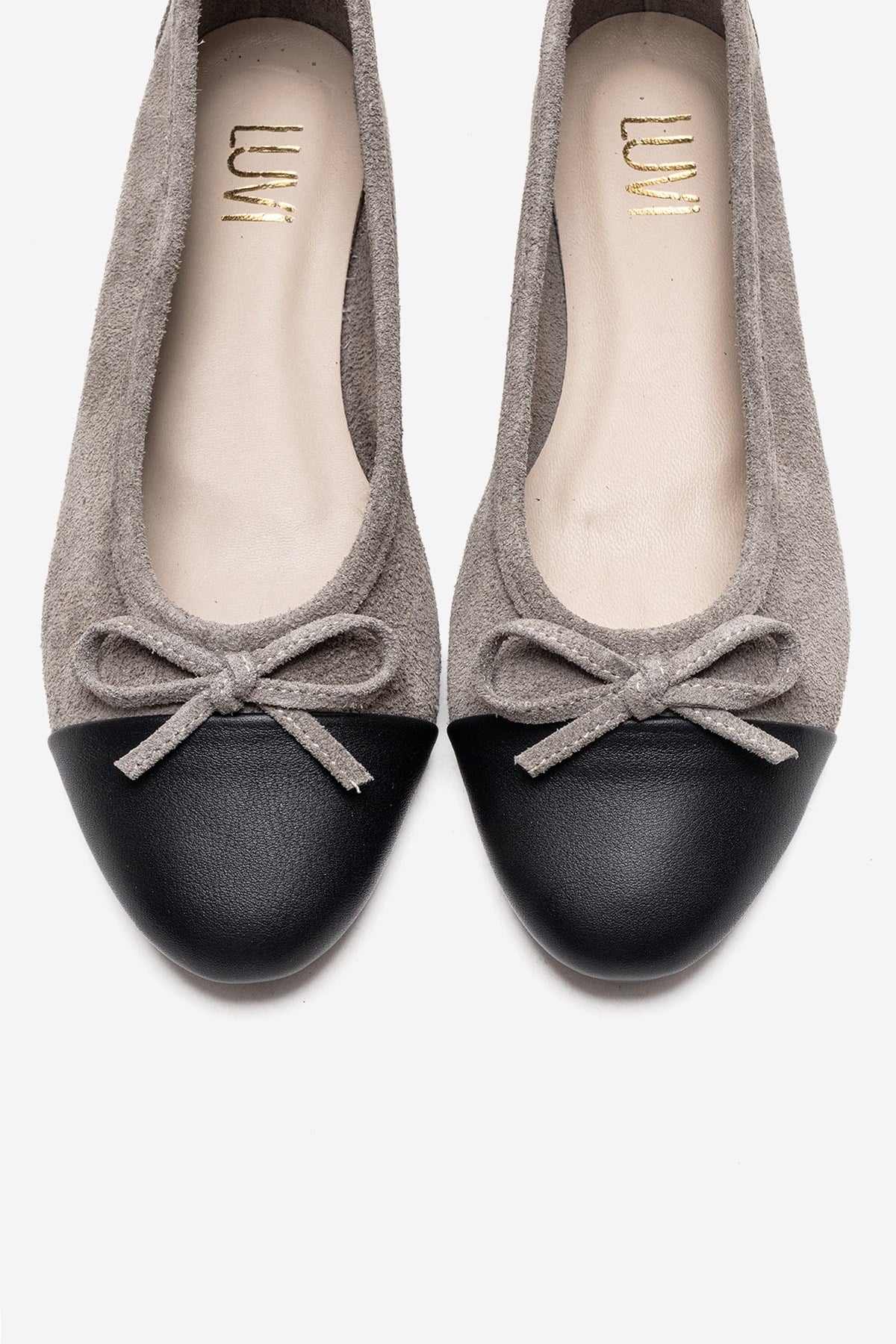 BOLEO - Gray Genuine Leather Ballet Flat (Women)