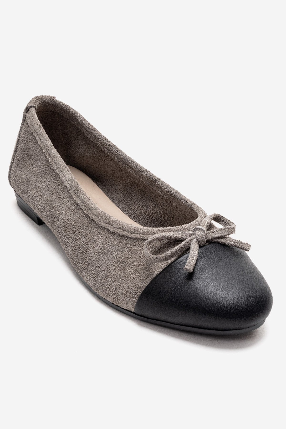 BOLEO - Gray Genuine Leather Ballet Flat (Women)