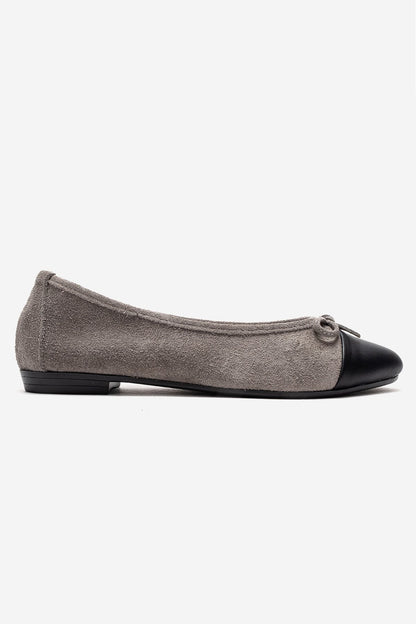 BOLEO - Gray Genuine Leather Ballet Flat (Women)