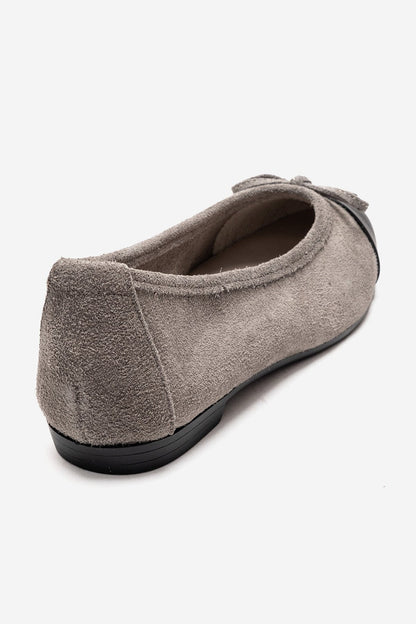 BOLEO - Gray Genuine Leather Ballet Flat (Women)
