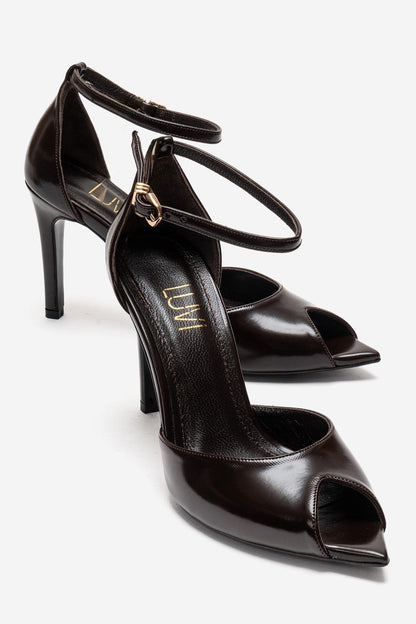 DONA - Brown Genuine Leather Stiletto Pump (Women)