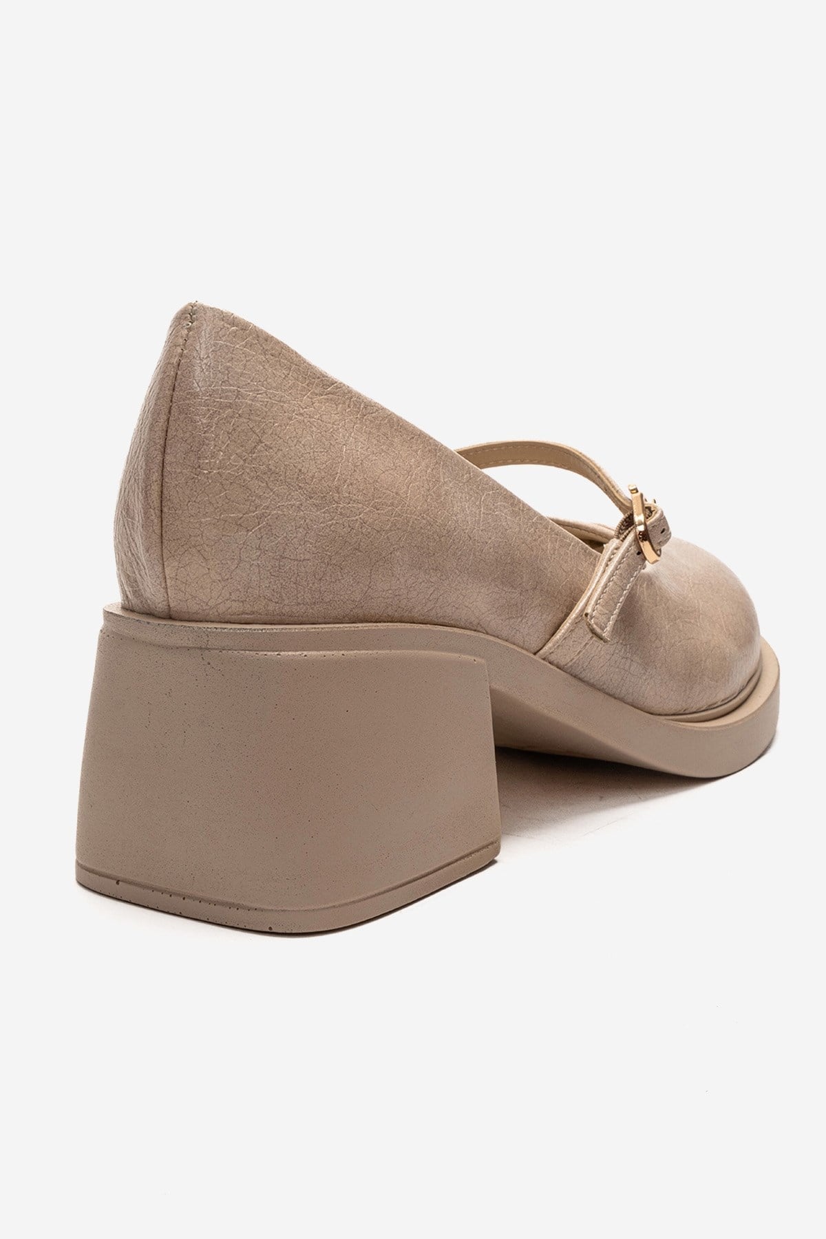 LUANDA - Merli Mary Jane de piel auténtica beige con tacón de bloque (Mujer)