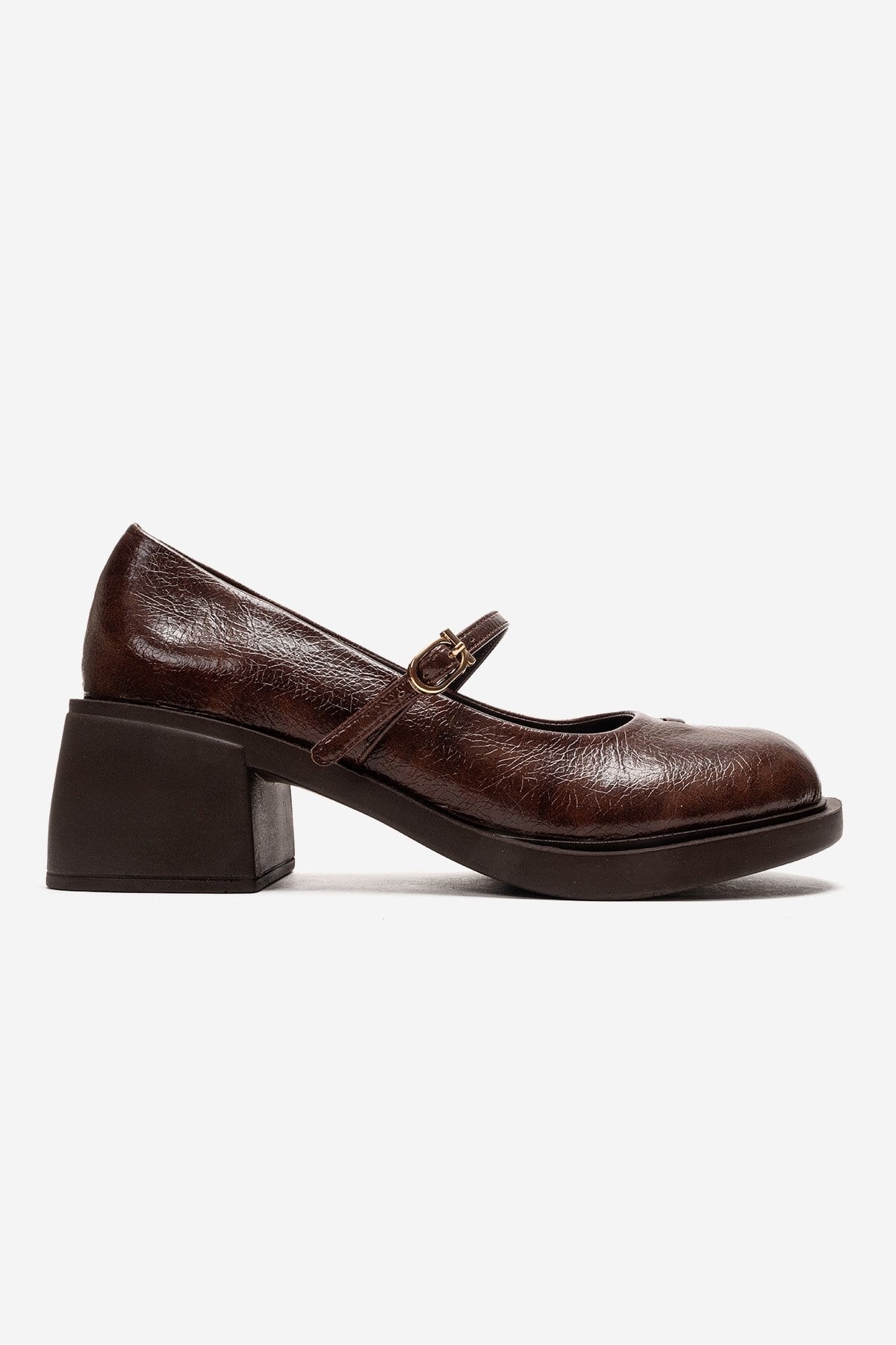 LUANDA - Cognac Genuine Leather Block Heel Mary Jane (Women)