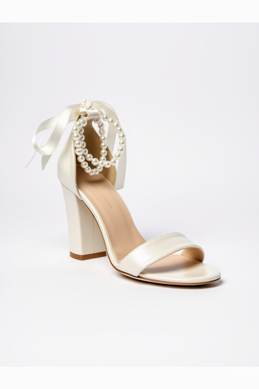 Zapatos de novia Caelis Pearl de tacón de bloque