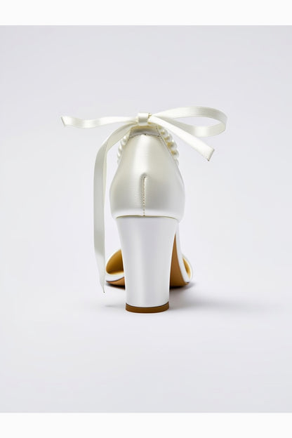 Caelis Pearl Block Heels Bridal Shoes