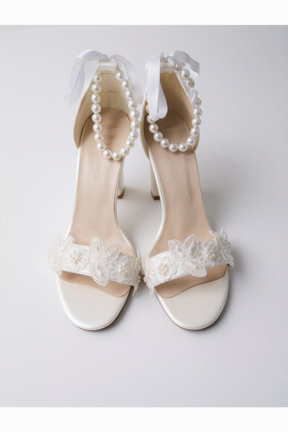 Elvian Floral Block Heels Bridal Shoes
