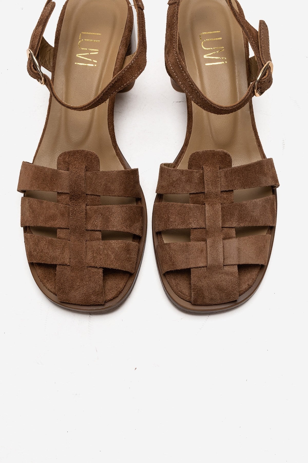 Evora - Camel Genuine Leather Block Heel Sandal (Women)