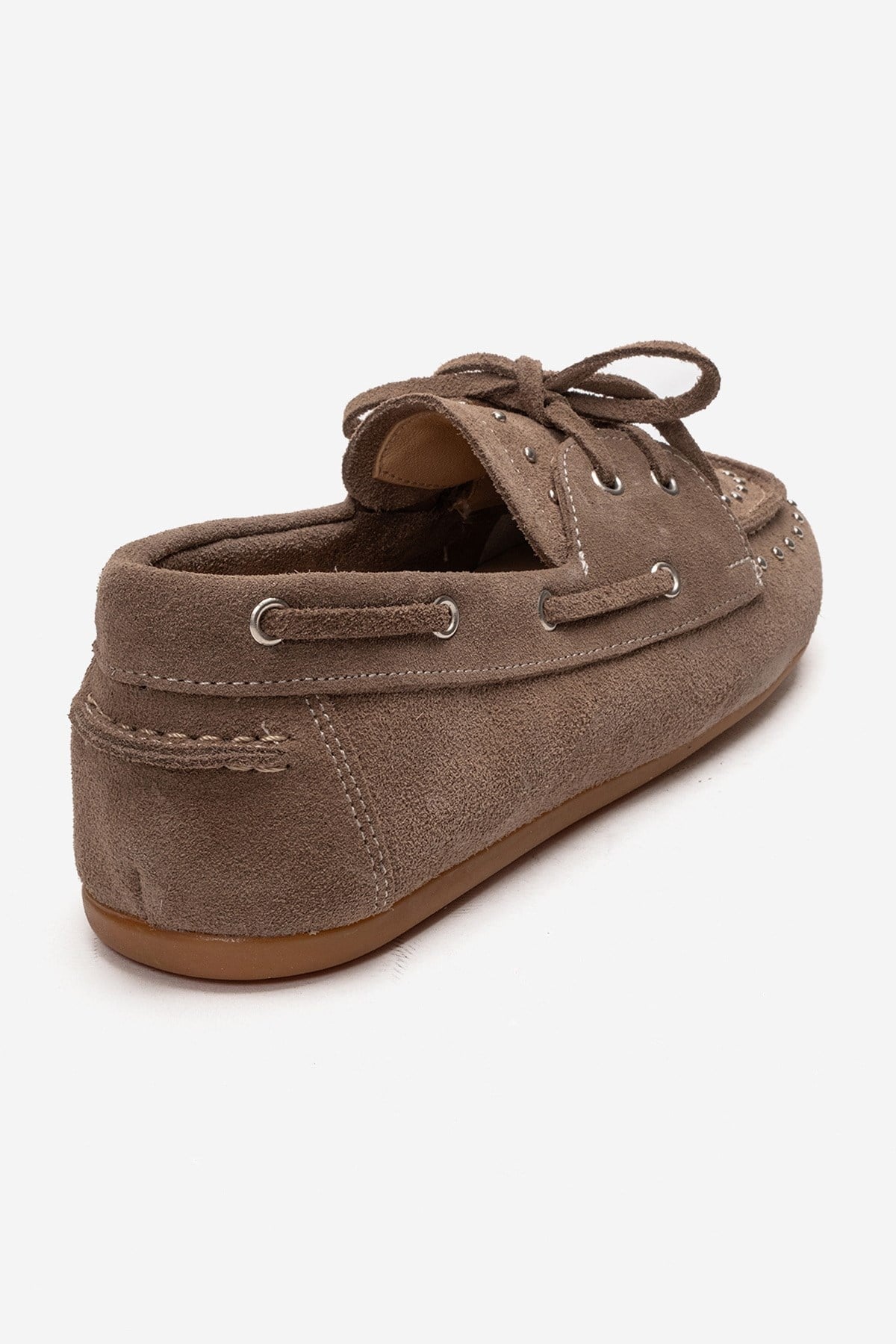Mocasín Cuesta de Piel Genuina Color Topo (Mujer)