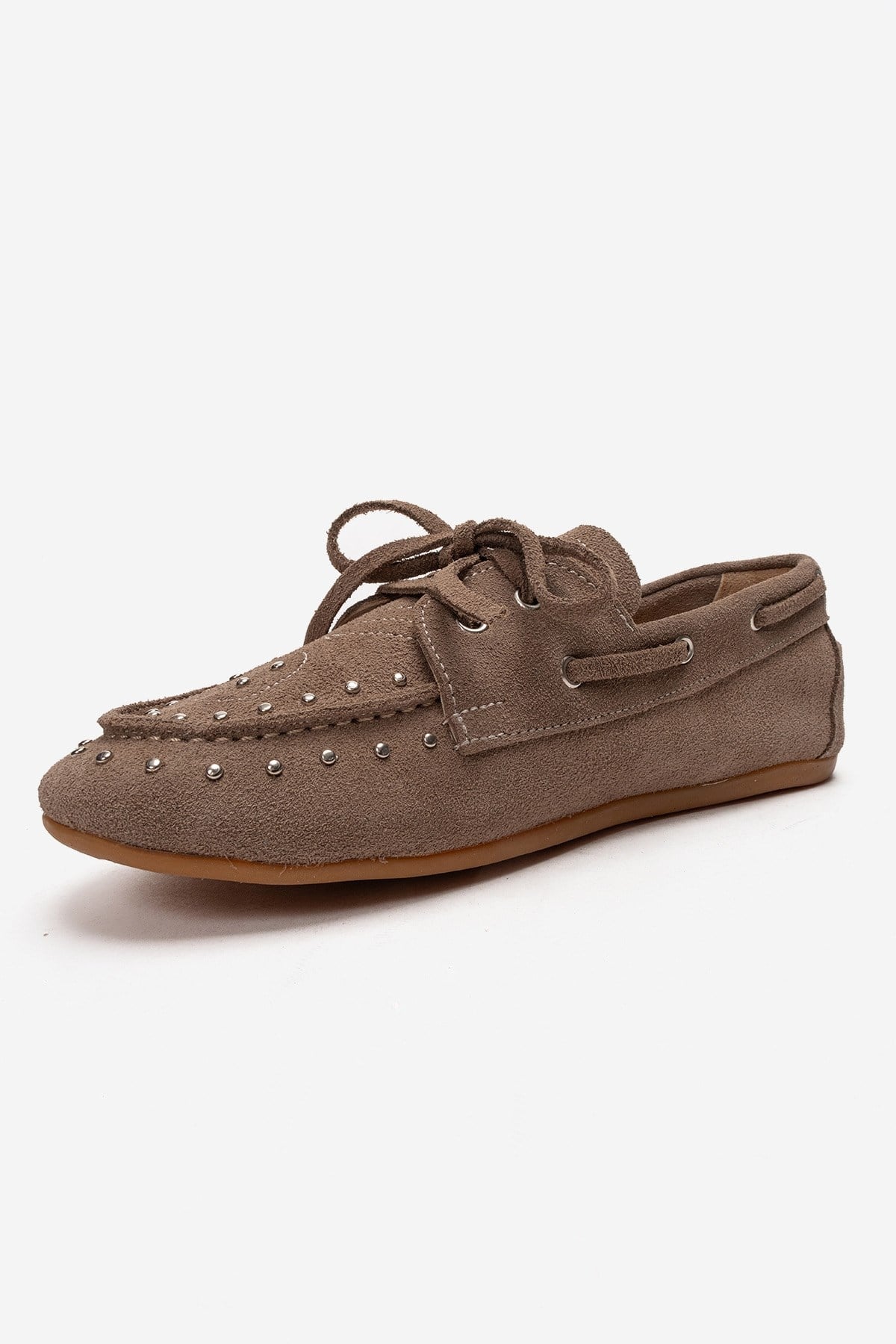 Mocasín Cuesta de Piel Genuina Color Topo (Mujer)
