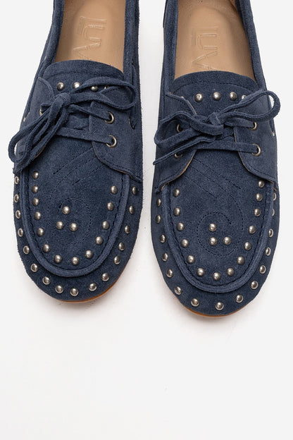 Cuesta - Zapato Mocasín de Cuero Genuino Azul Mezclilla (Mujer)