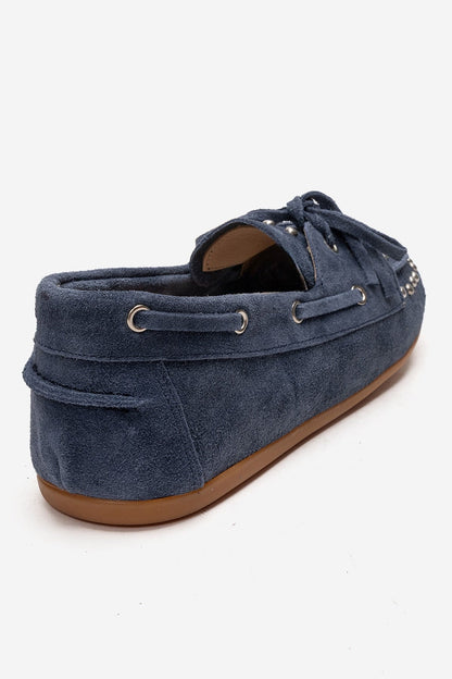 Cuesta - Zapato Mocasín de Cuero Genuino Azul Mezclilla (Mujer)