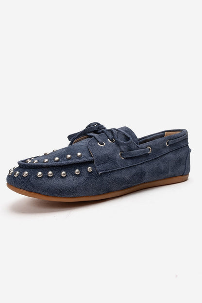 Cuesta - Zapato Mocasín de Cuero Genuino Azul Mezclilla (Mujer)