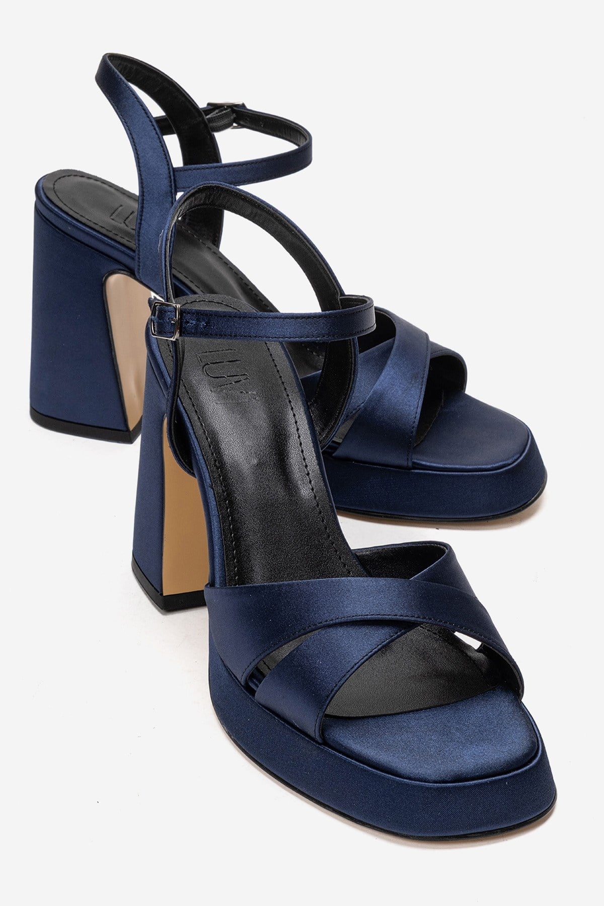Lello - Navy Satin Platform Heel Shoe (Women)