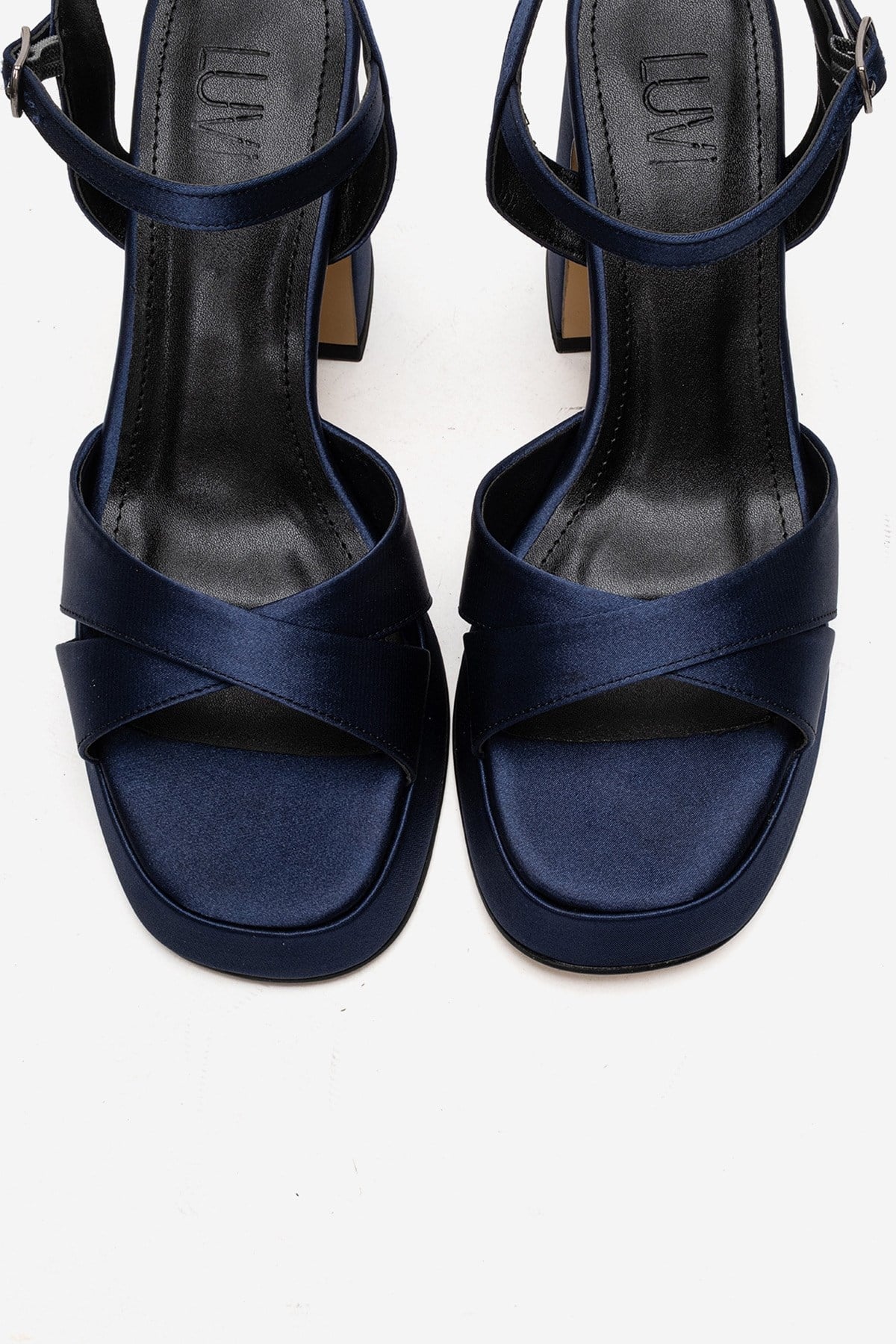 Lello - Navy Satin Platform Heel Shoe (Women)