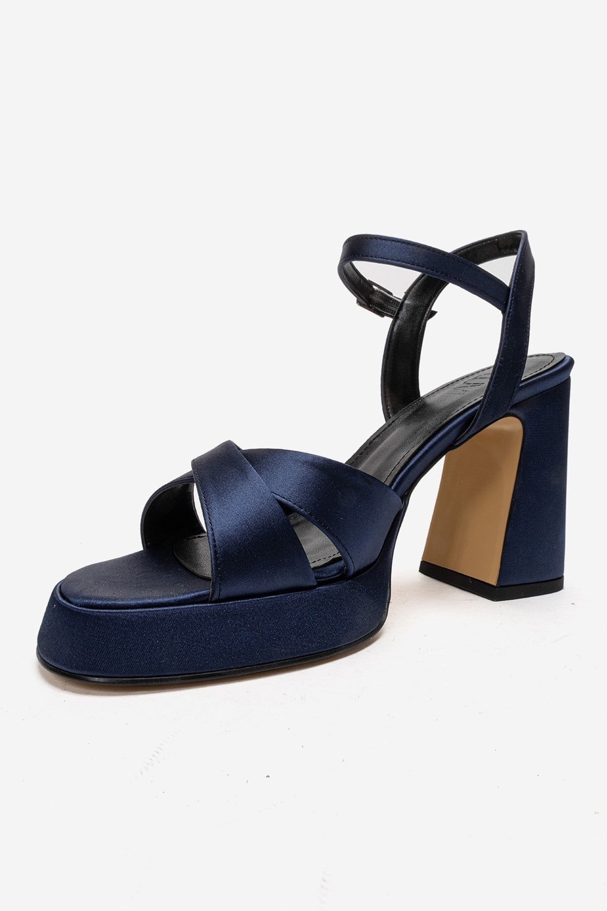 Lello - Navy Satin Platform Heel Shoe (Women)
