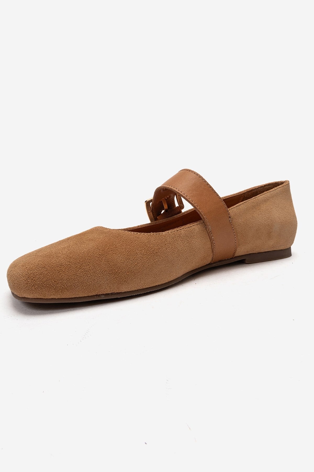 Jonas - Tan Suede Genuine Leather Ballet Flat (Women)
