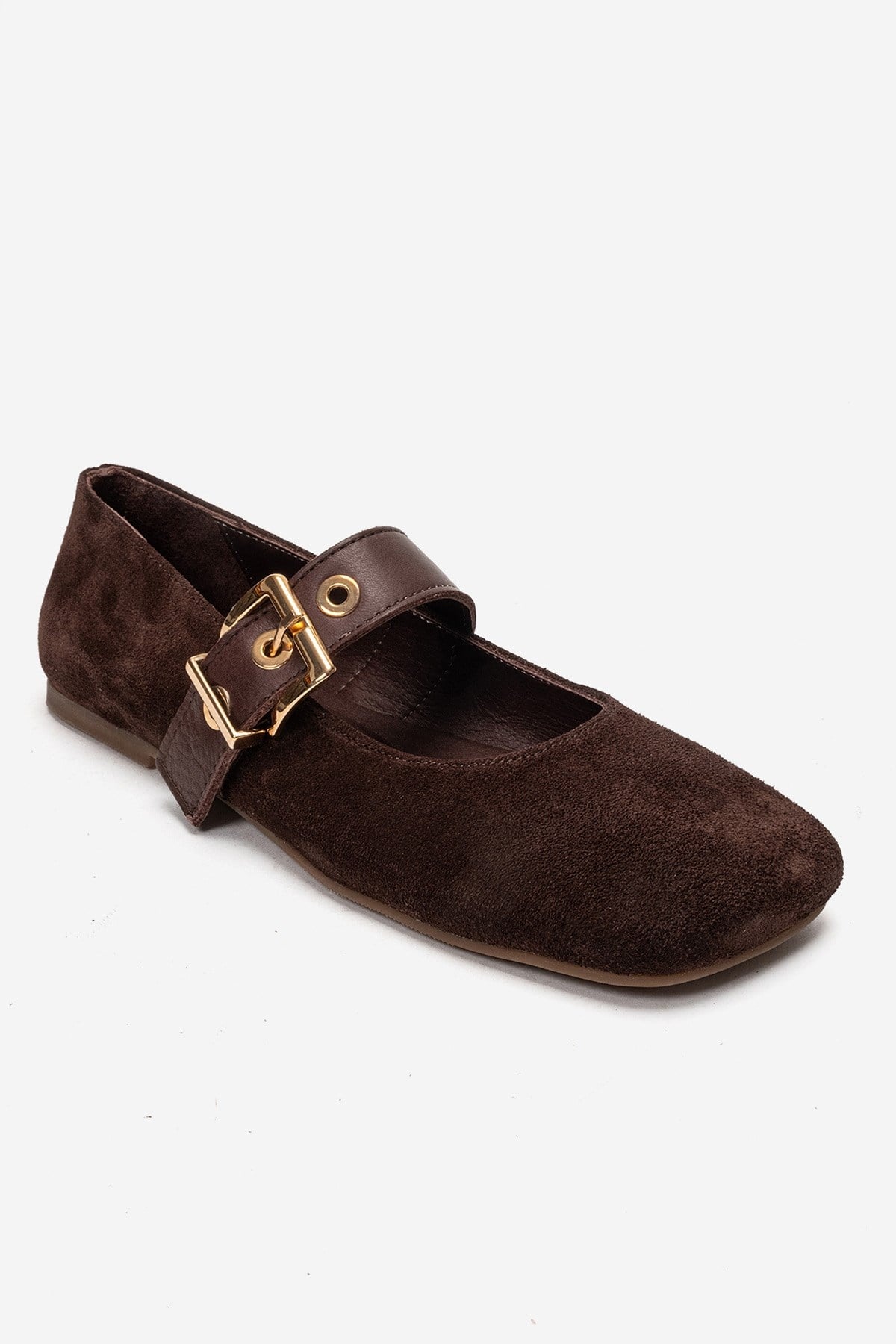 Jonas - Brown Suede Genuine Leather Ballet Flat (Women)