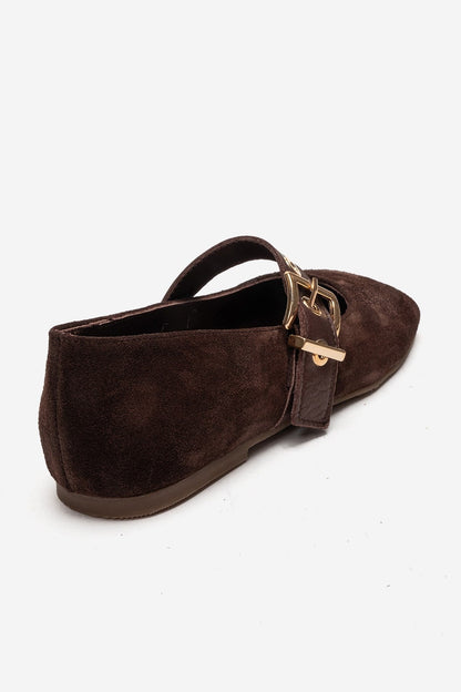 Jonas - Brown Suede Genuine Leather Ballet Flat (Women)