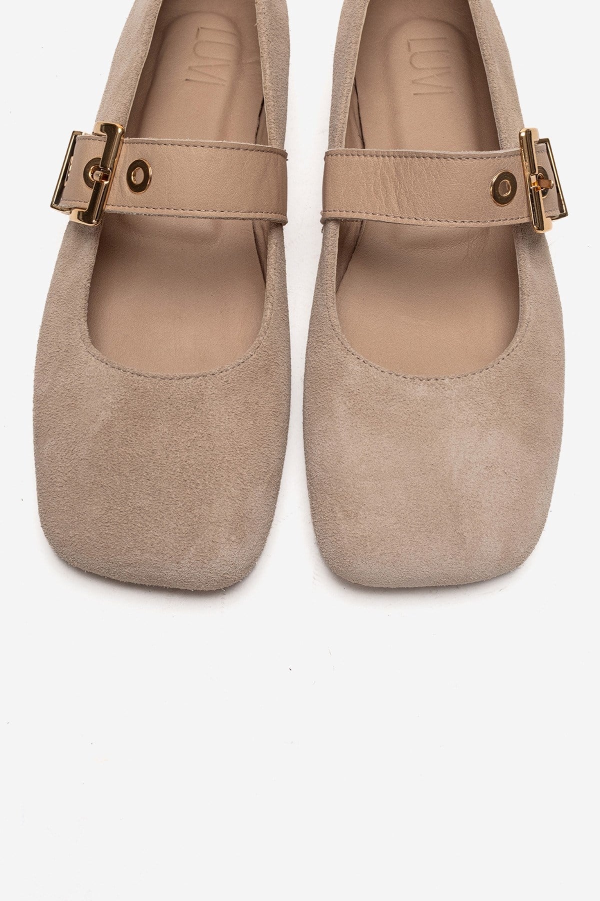 Jonas - Bailarinas de piel genuina de ante beige (mujer)