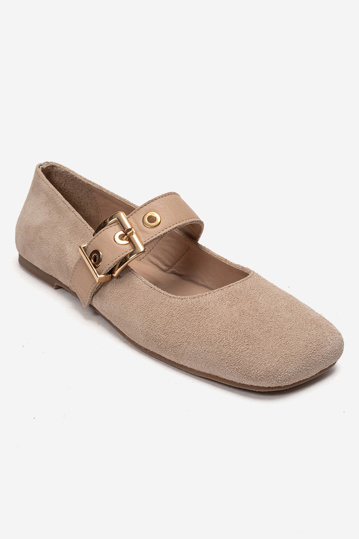 Jonas - Bailarinas de piel genuina de ante beige (mujer)