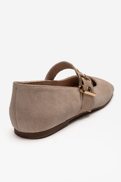 Jonas - Bailarinas de piel genuina de ante beige (mujer)