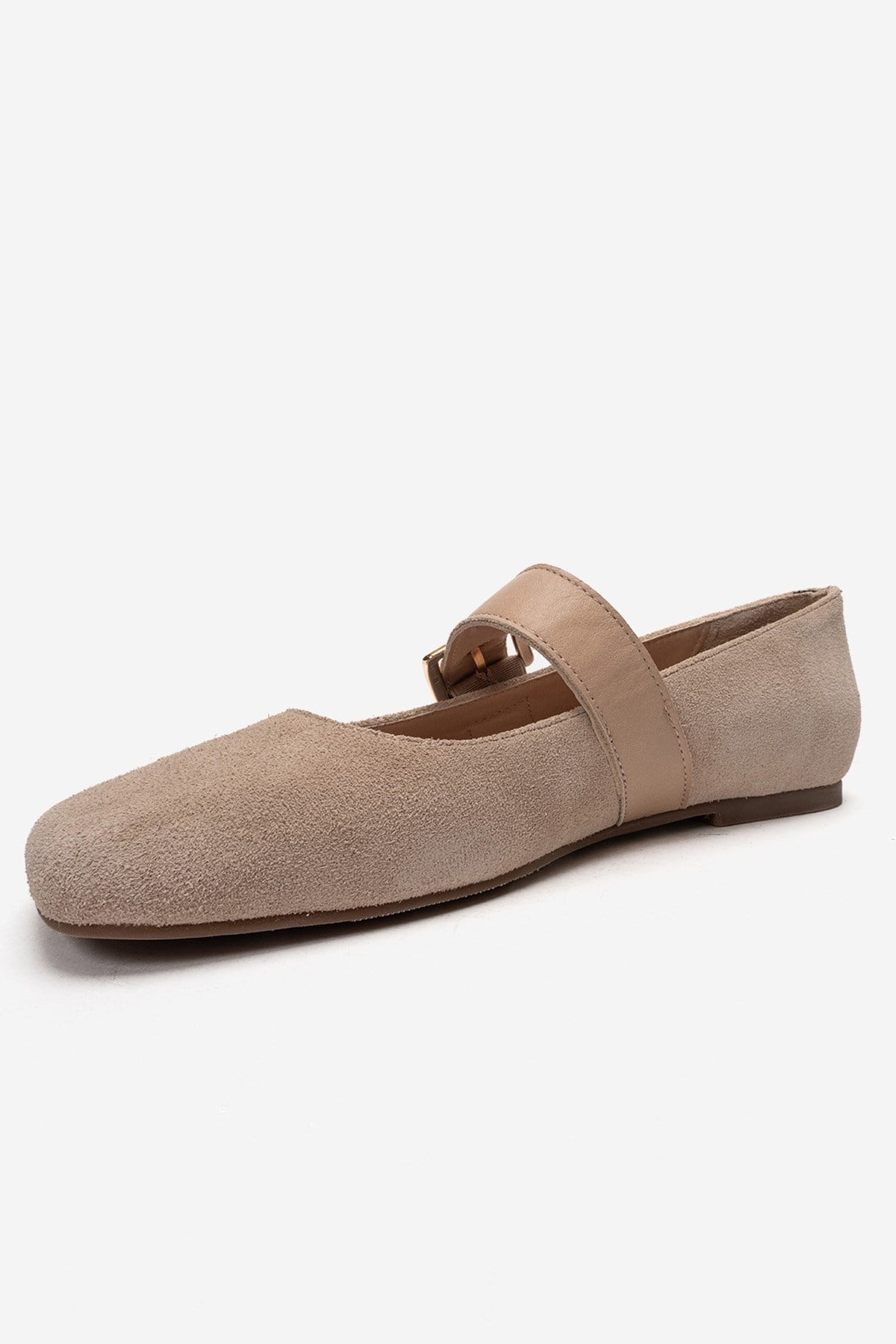 Jonas - Bailarinas de piel genuina de ante beige (mujer)