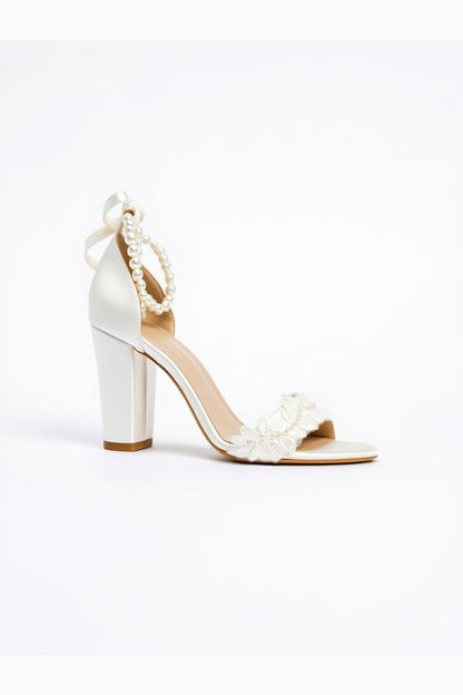 Elysia Pearl And Lace Wedding Heels