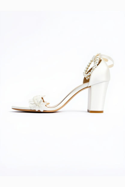 Elysia Pearl And Lace Wedding Heels