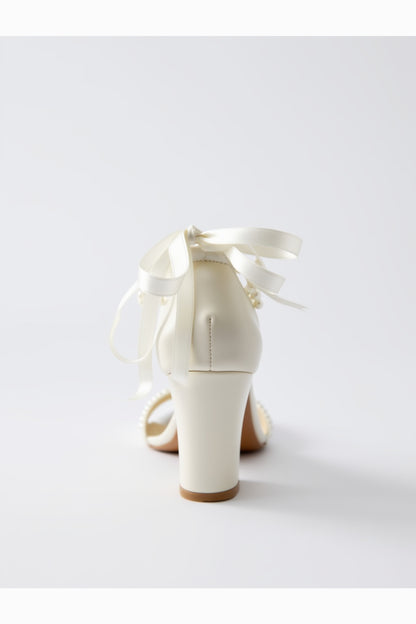 Elysia Pearl And Lace Wedding Heels