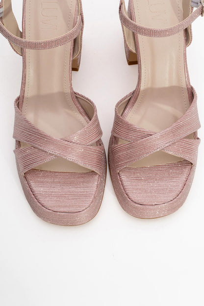 Lello - Zapatos de tacón de plataforma a rayas rosas (Mujer)