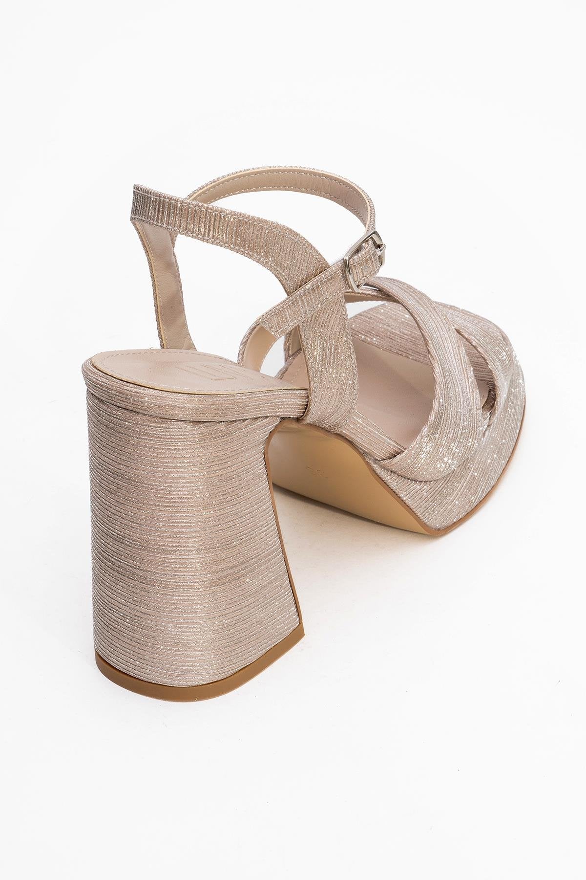 Lello - Zapatos de tacón de plataforma a rayas doradas (mujer)