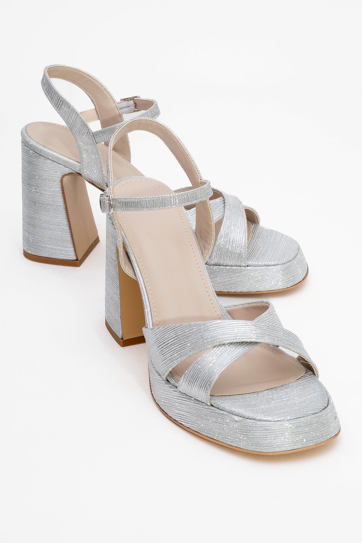 Lello - Zapato de Tacón de Plataforma a Rayas Plateadas (Mujer)