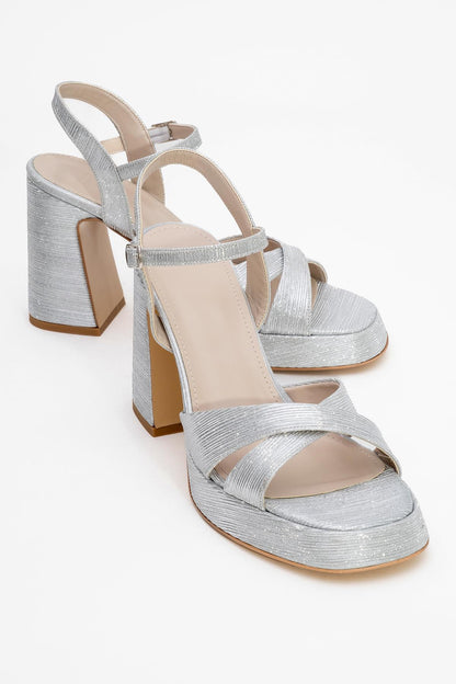 Lello - Zapato de Tacón de Plataforma a Rayas Plateadas (Mujer)
