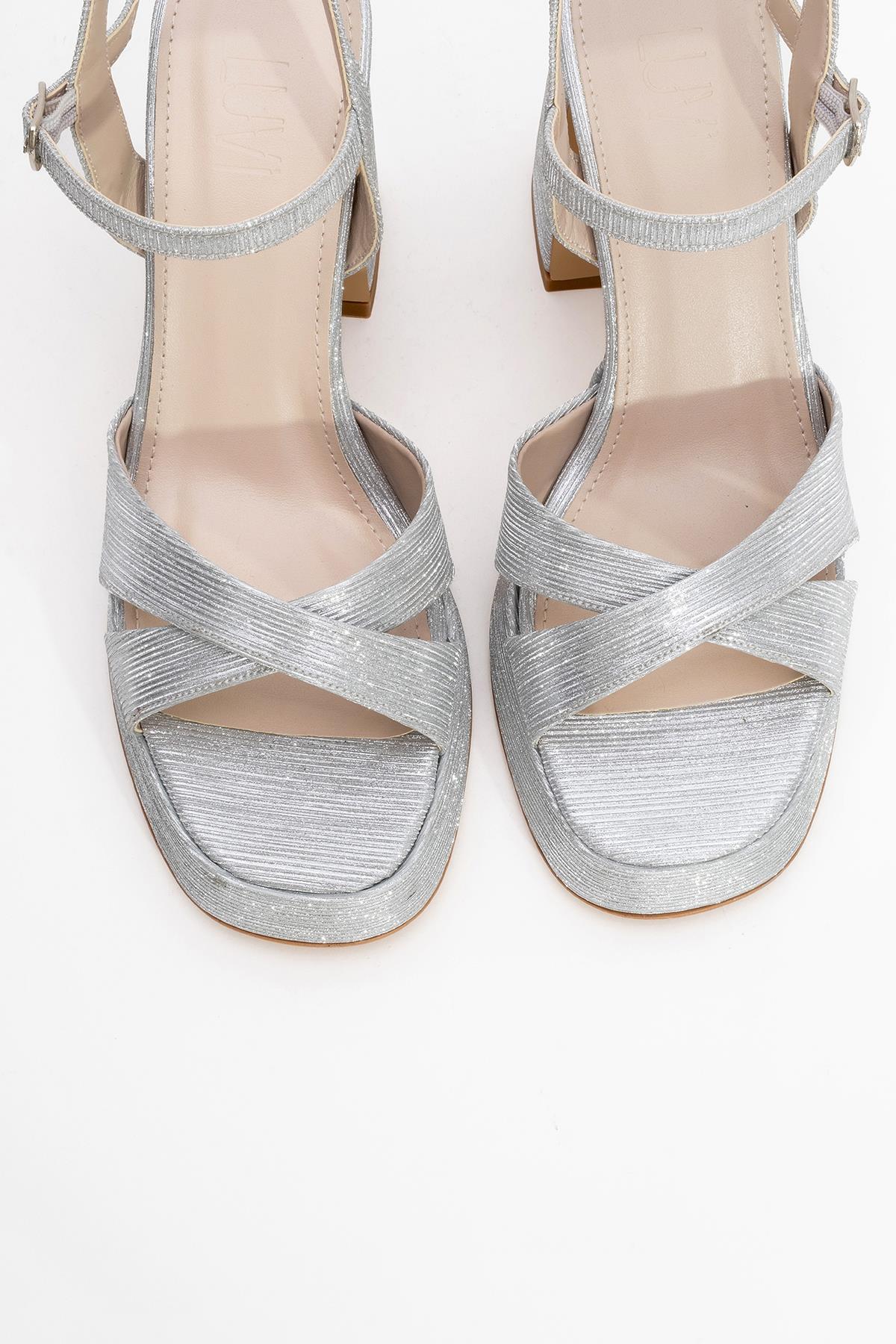 Lello - Zapato de Tacón de Plataforma a Rayas Plateadas (Mujer)