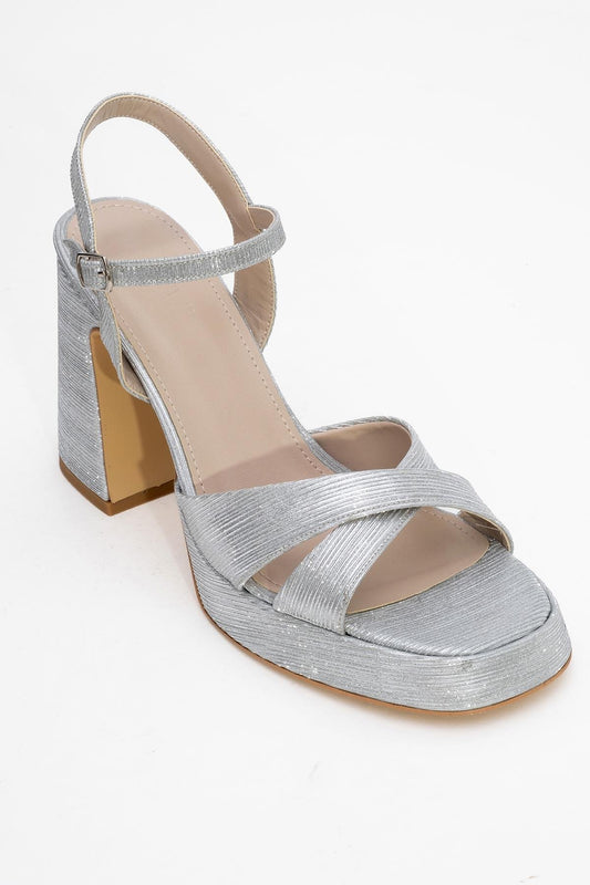 Lello - Zapato de Tacón de Plataforma a Rayas Plateadas (Mujer)
