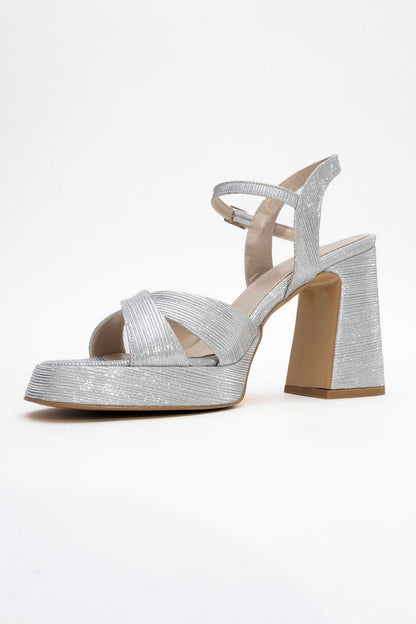 Lello - Zapato de Tacón de Plataforma a Rayas Plateadas (Mujer)