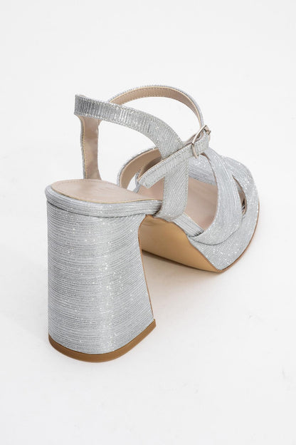 Lello - Zapato de Tacón de Plataforma a Rayas Plateadas (Mujer)