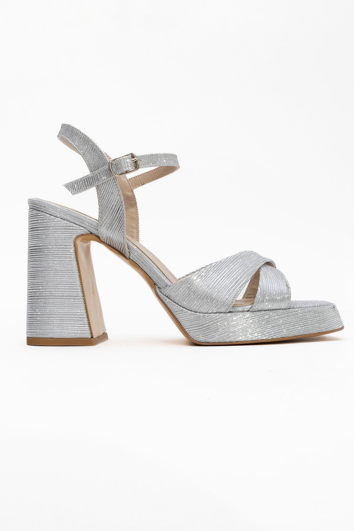 Lello - Zapato de Tacón de Plataforma a Rayas Plateadas (Mujer)
