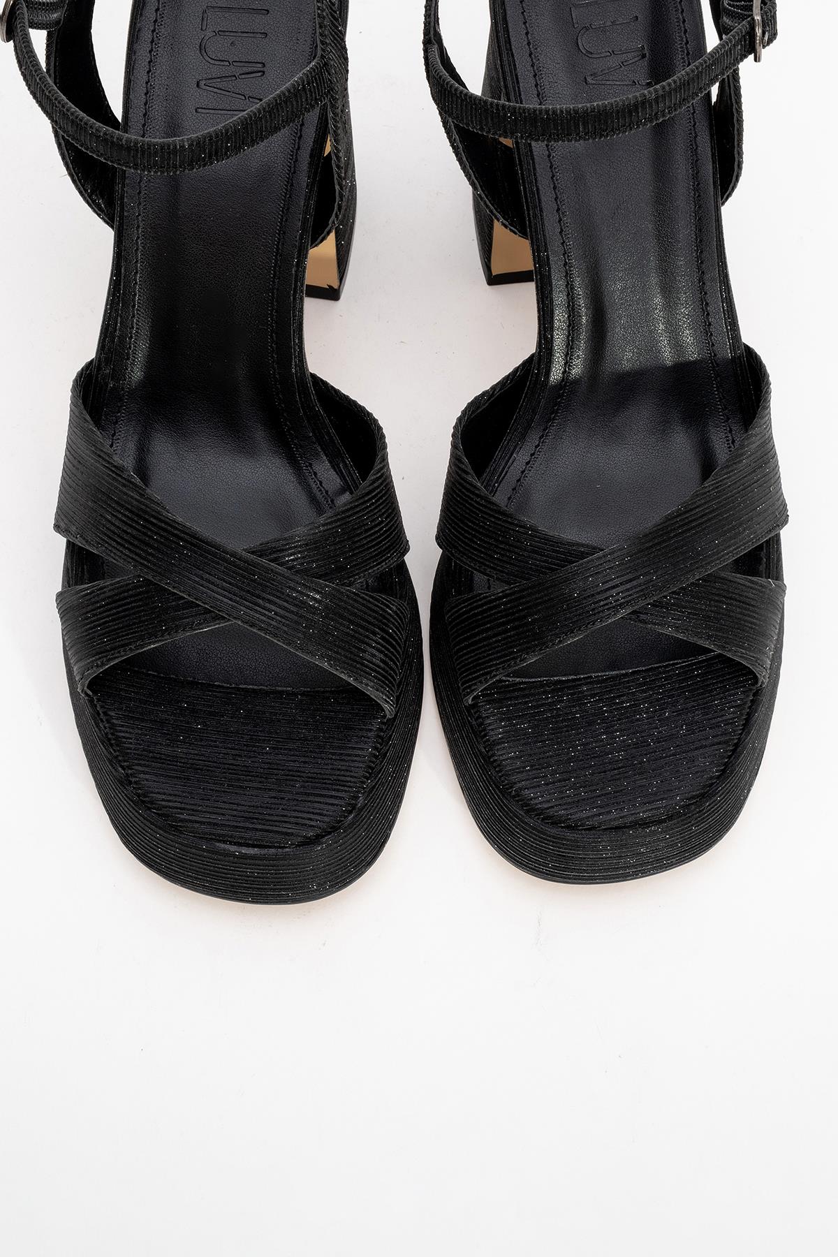 Lello - Zapatos de tacón de plataforma a rayas negras (Mujer)