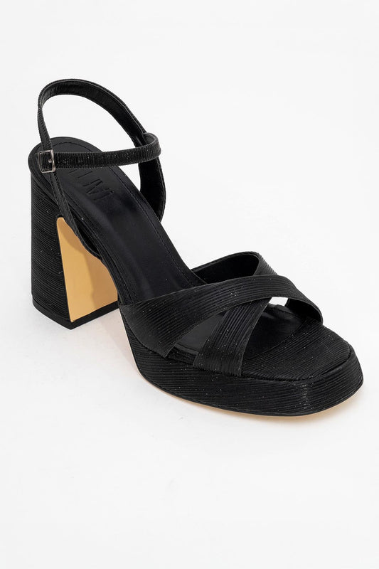 Lello - Black Striped Platform Heel Shoe (Women)