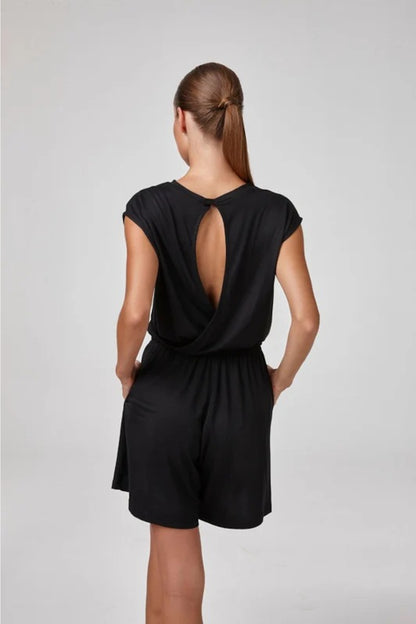 Relactive Wear-Lesie Mono corto de modal ultrasuave negro para mujer